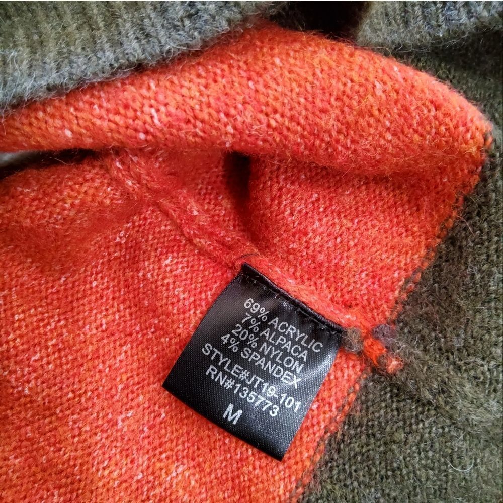 Olivaceous Color Block Wool Blend Knit Sweater Si… - image 6